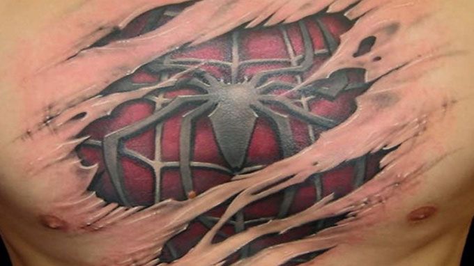 spiderman-chest-tattoos-men
