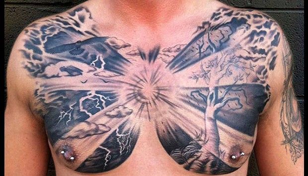 5. Floral chest tattoos for a touch of nature - wide 7