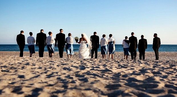 wedding party on beach