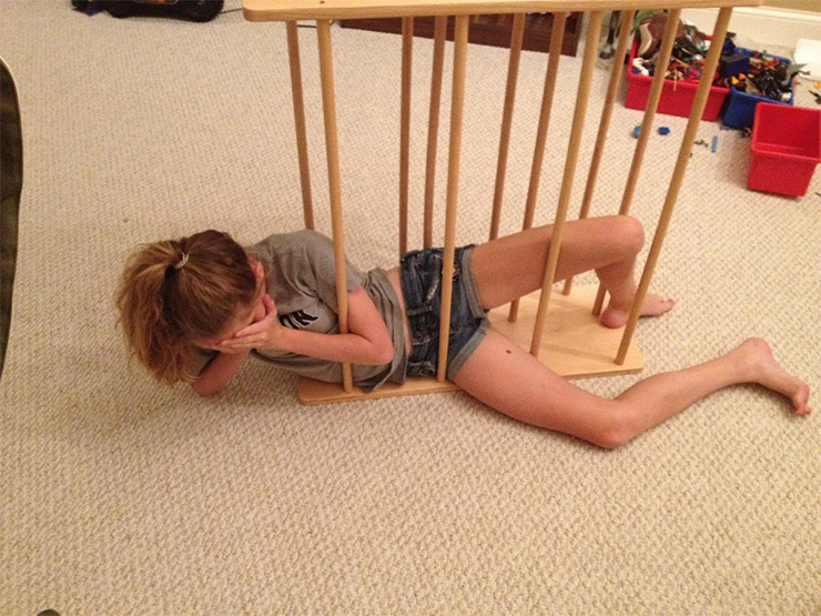 Girl Stuck in a Towel Rack