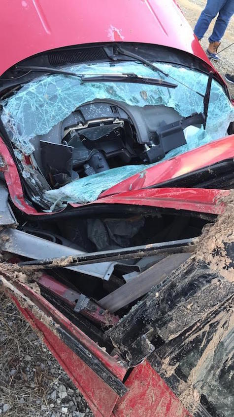 Kondisi mobil Jamacio setelah kecelakaan.